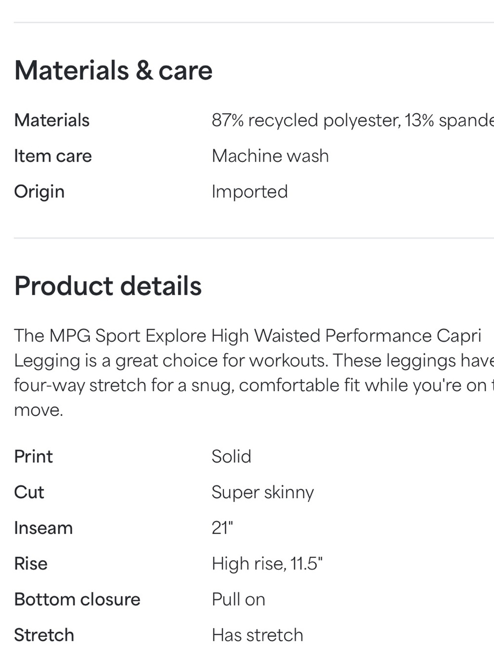 NWT Women’s MPG High-Waisted Performance Capri Legging - Black. Size 2X. - Picture 2 of 2